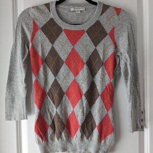 Banana Republic Factory XS grey argyle sweater (3/4 sleeve)